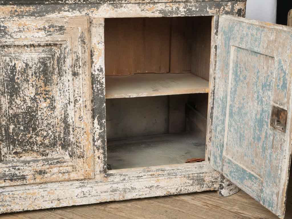 18th-Century Oakwood Cabinet w/ Distressed Black Paint