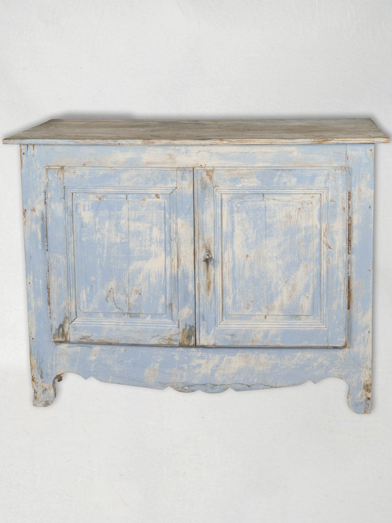 Early 20th-Century French Rustic Blue Pine Wood Buffet