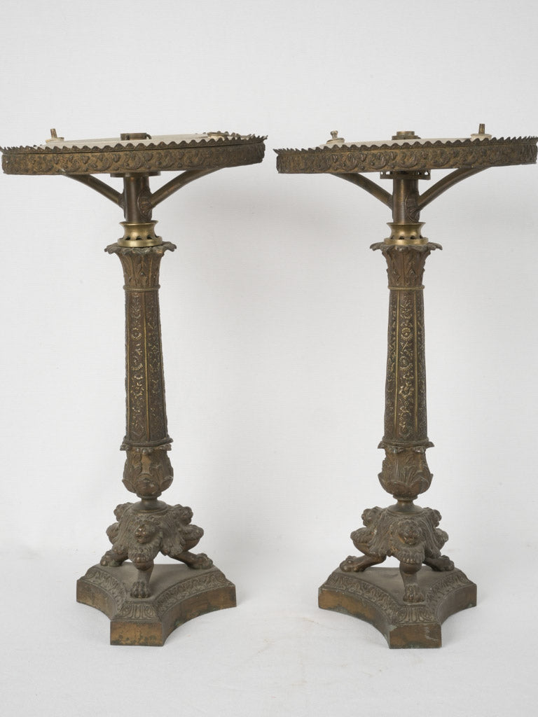 Ornate Louis Phillippe tole lamp bases