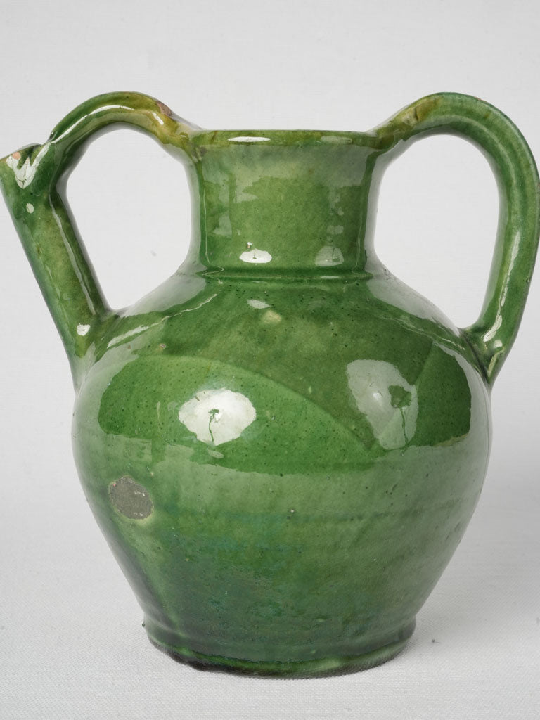 Rustic green pottery ewer  