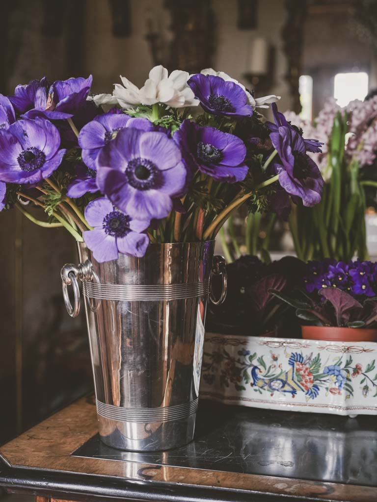 Graceful French silver loop handled buckets