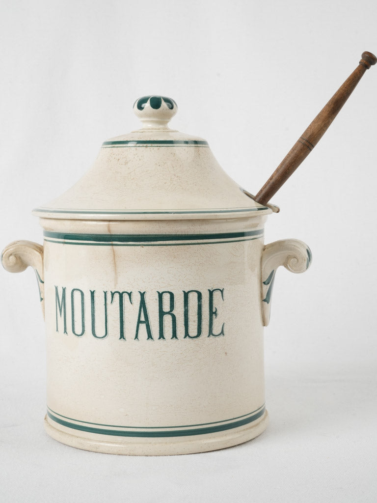 Antique French glazed earthenware mustard jar