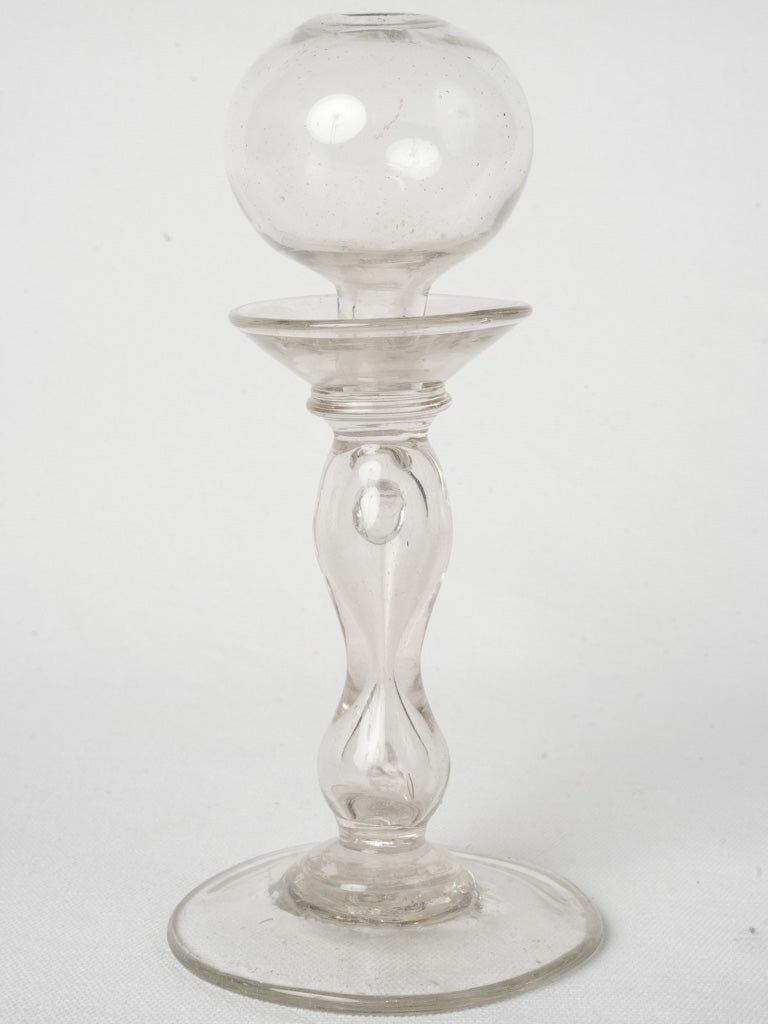 19th-Century French Blown Glass Lacemaker's Oil Lamp 9"