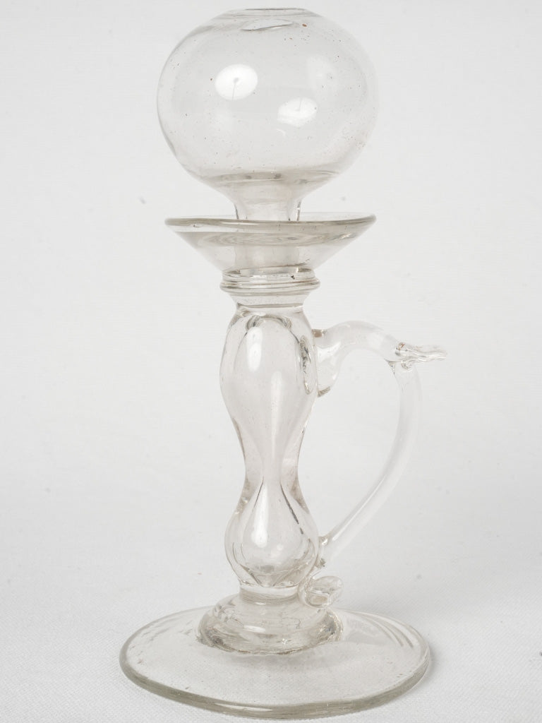 19th-Century French Blown Glass Lacemaker's Oil Lamp 9"