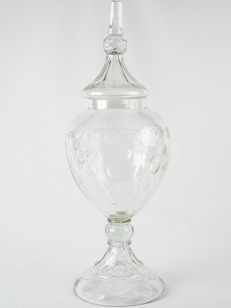 Antique English lidded glass candy jar