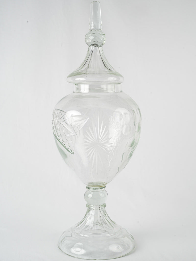 Opulent English cut glass candy jar