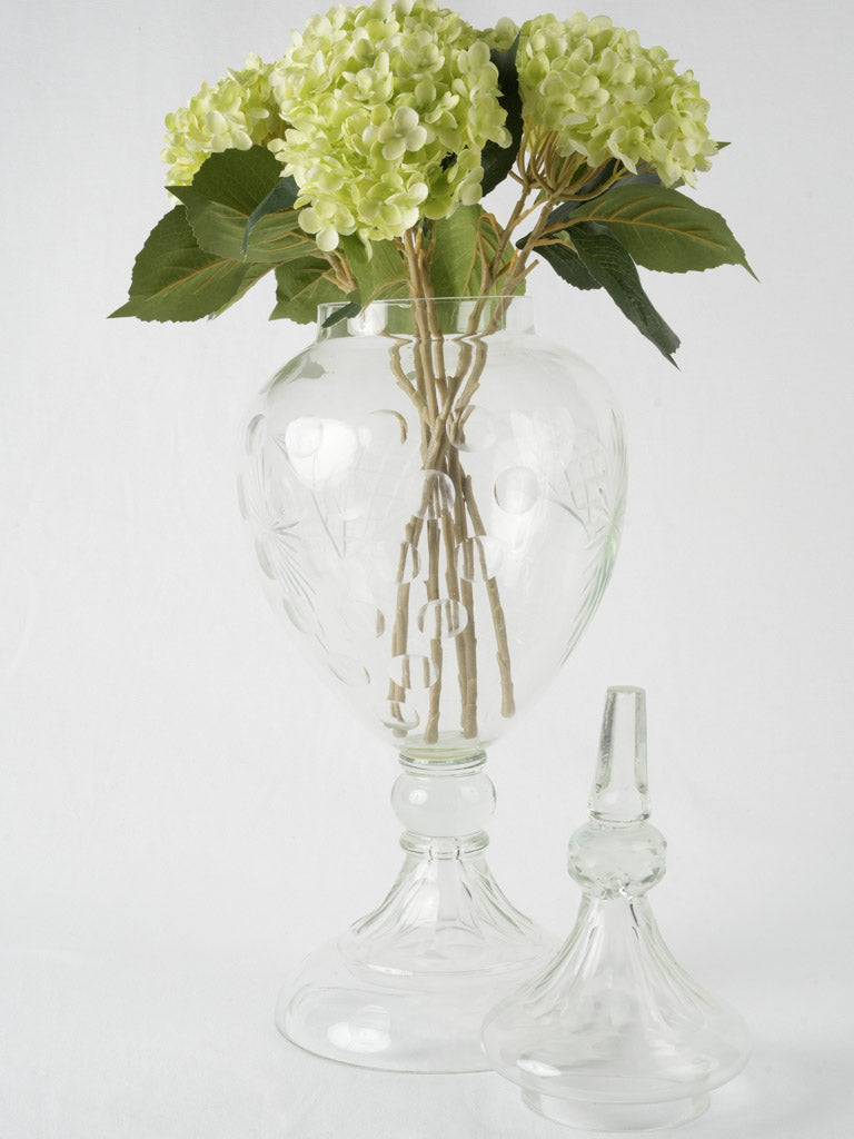 Large faceted cut glass lidded jar