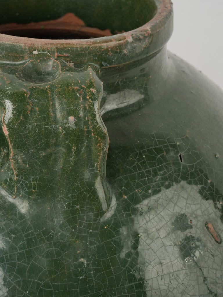 Mid-1800s green-glazed pickling pot 