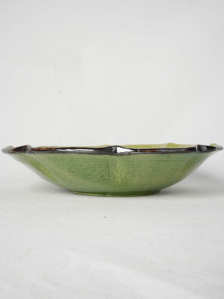 1950s Dieulefit Green Glazed Melon Platter 11¾"