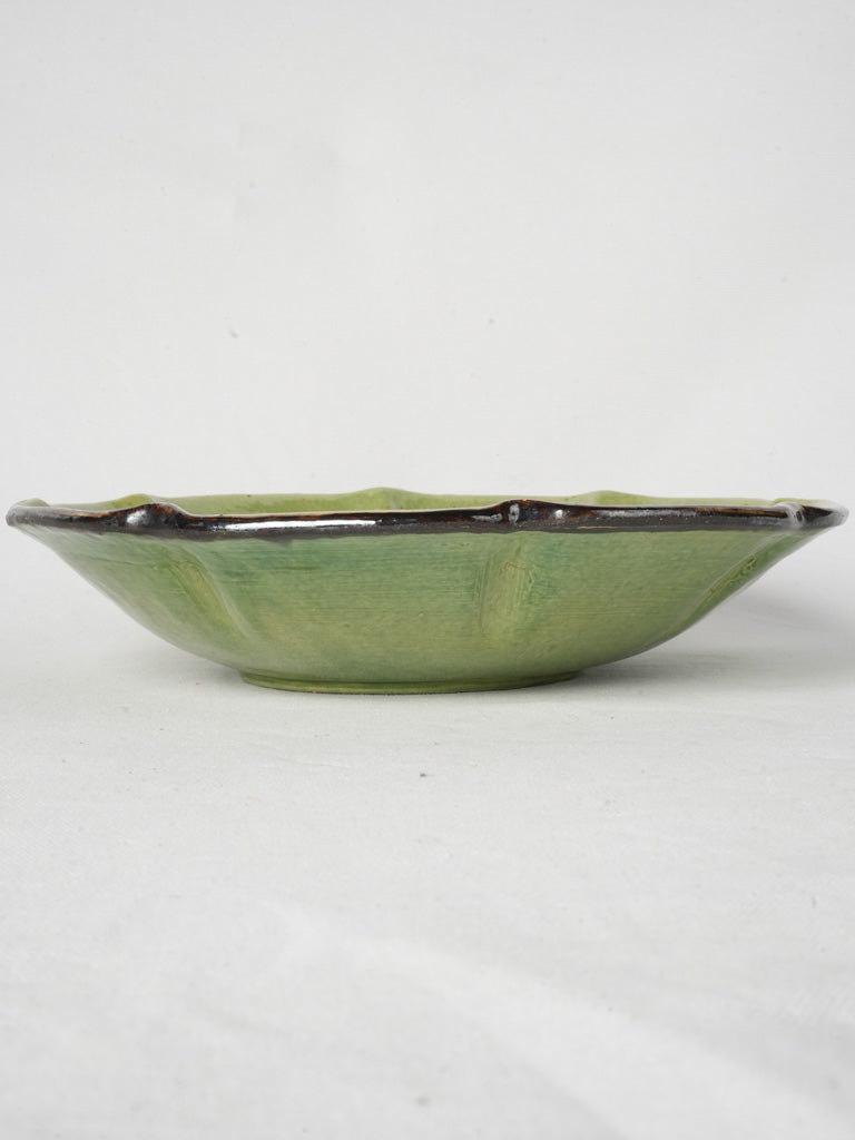 1950s Dieulefit Green Glazed Melon Platter 11¾"