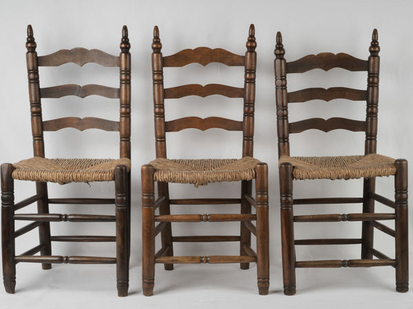 Antique rustic rush seat farmhouse chairs