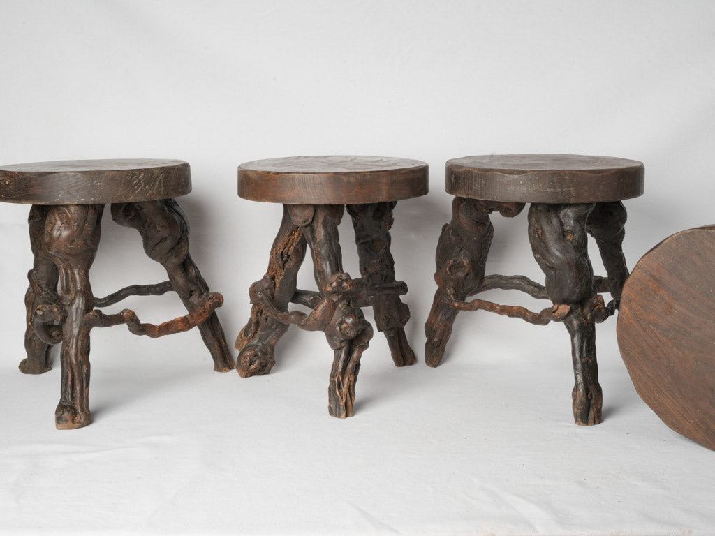 Aged rustic finish stools