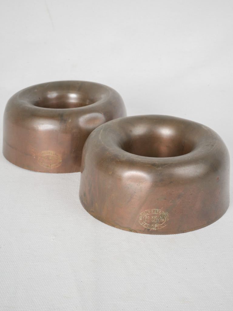 Antique Monogrammed Copper Jelly Molds