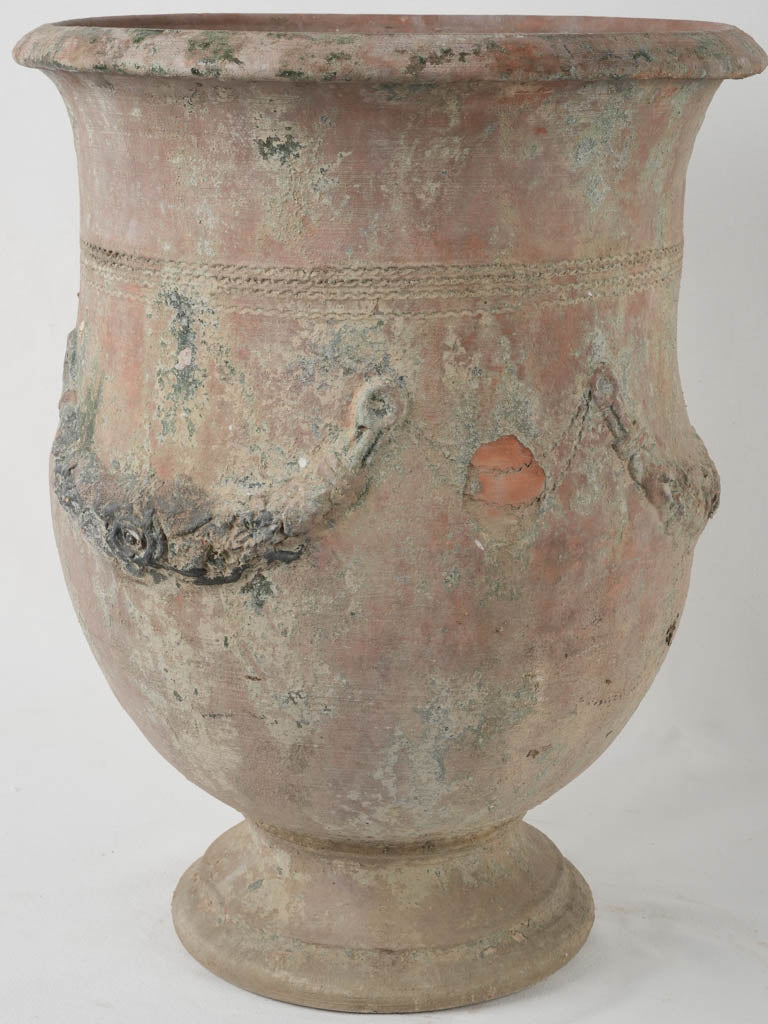 Antique Anduze urn, rose garlands, unique