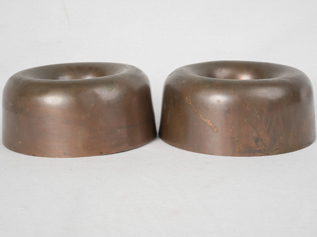 Aged Monogrammed Copper Pudding Molds