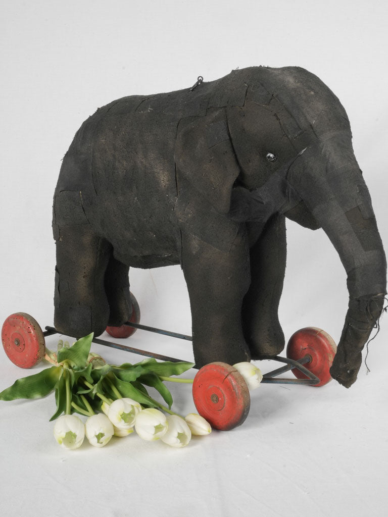 Rustic mid 20th-century wooden wheeled elephant