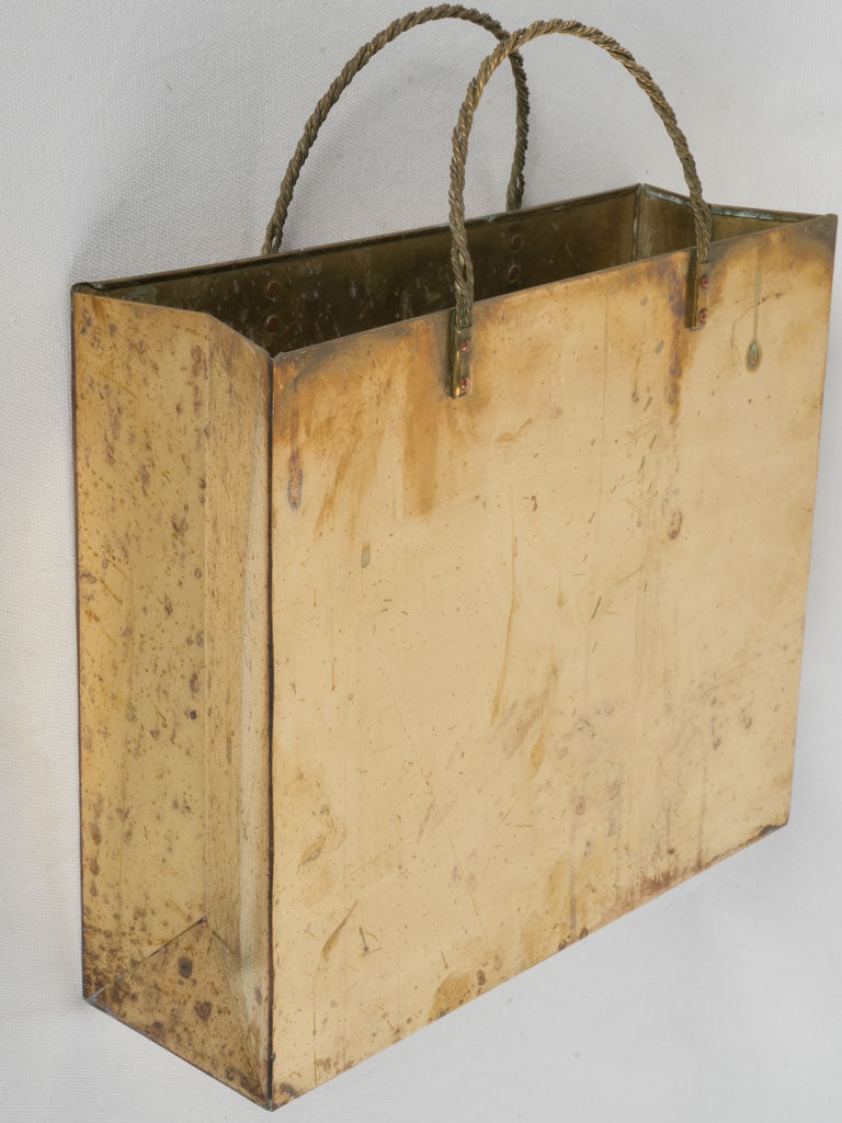 Twisted Brass Handle Waste Paper Basket