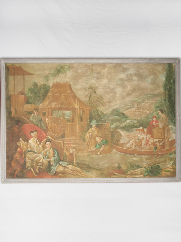 Exquisite 19th-century chinoiserie oil painting