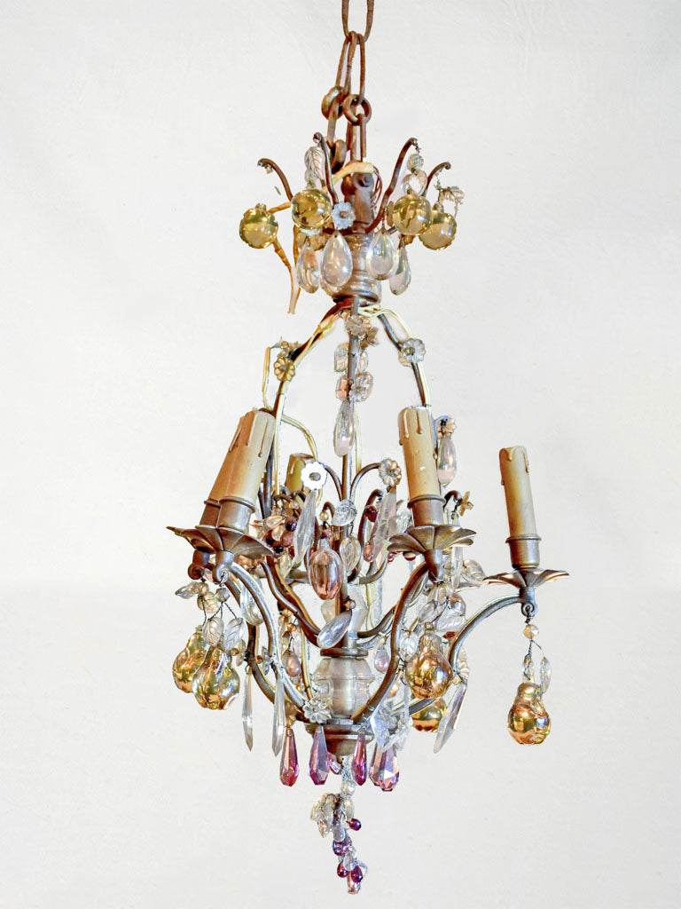 Antique Italian chandelier with Murano glass fruits