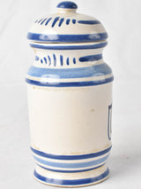 Vintage opium jar - small blue & white apothecary jar