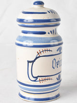 Vintage opium jar - small blue & white apothecary jar