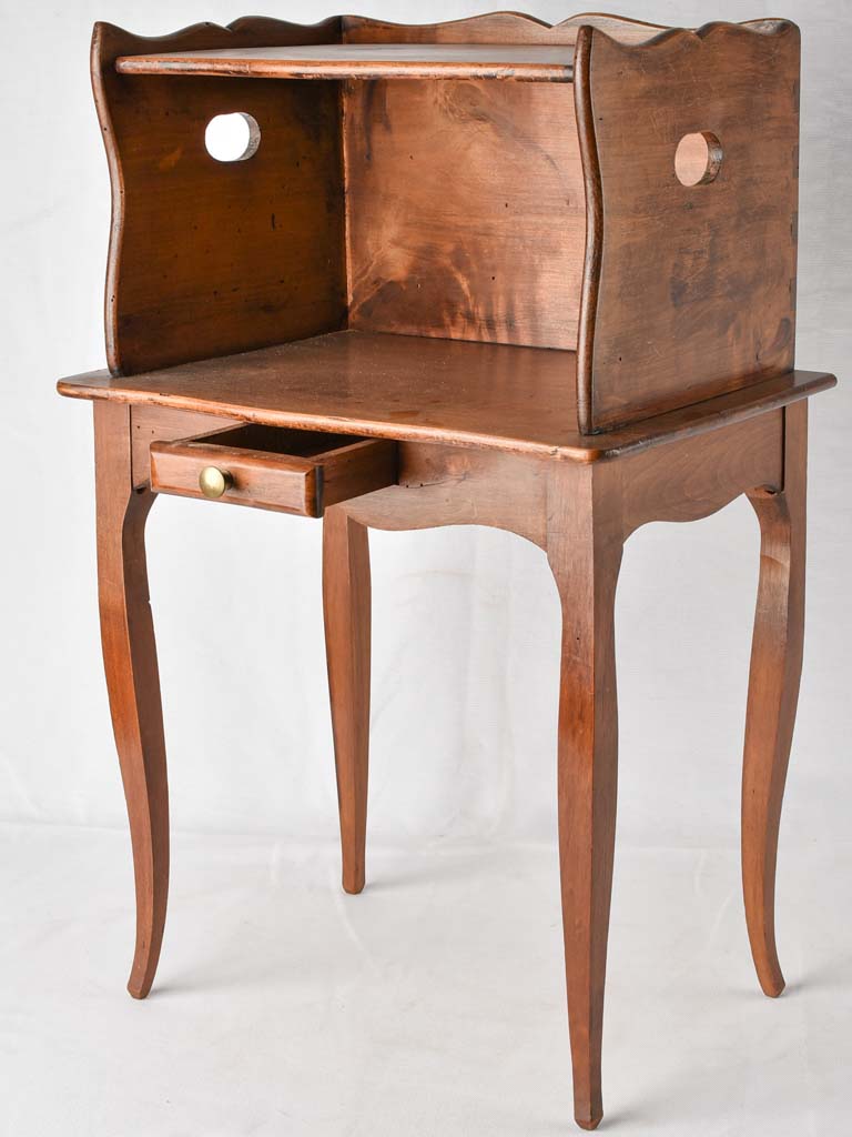 Antique French nightstand w/ drawer - walnut