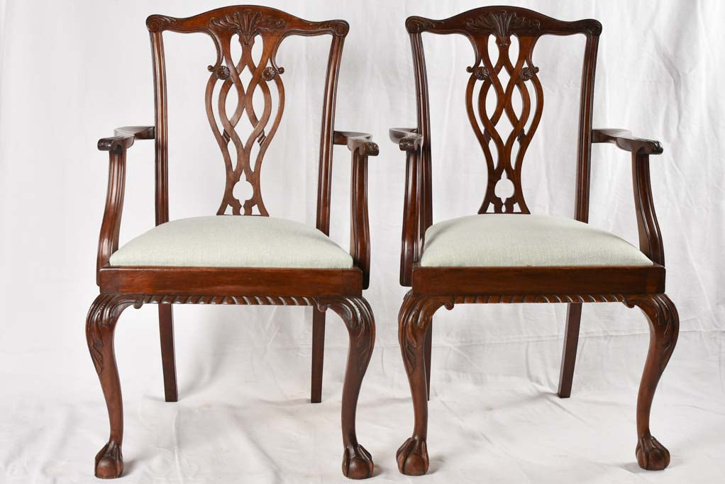 Pair claw & ball foot armchairs - Chippendale