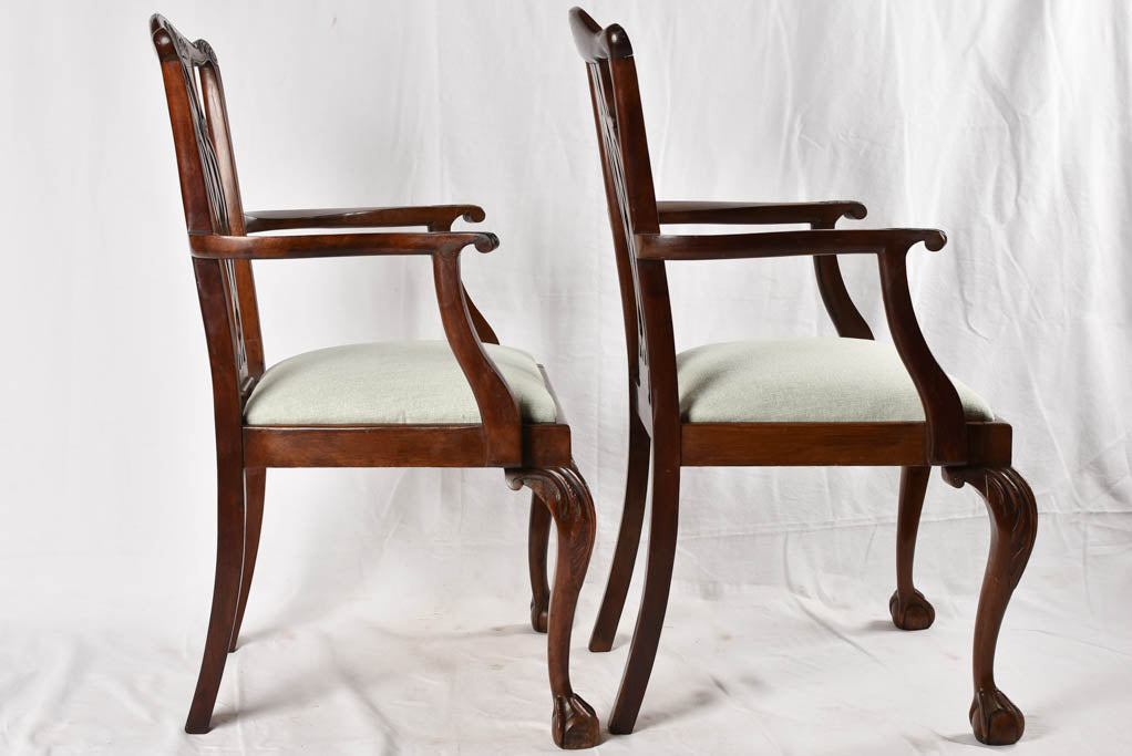 Pair claw & ball foot armchairs - Chippendale