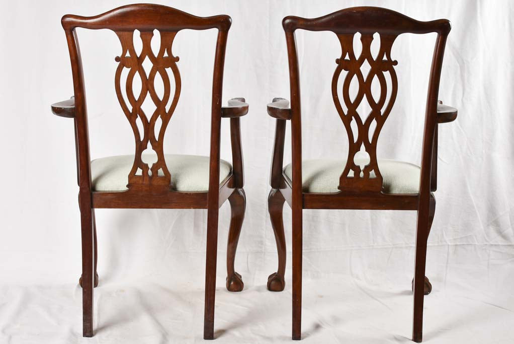 Pair claw & ball foot armchairs - Chippendale