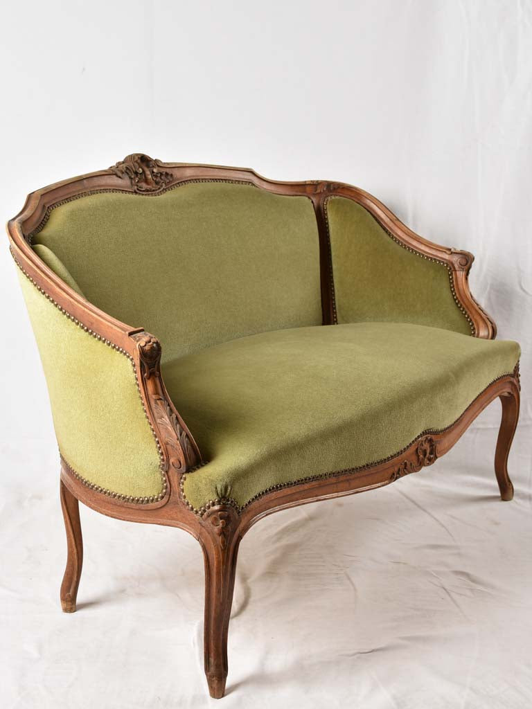 Floral Carved Beechwood Petite Sofa