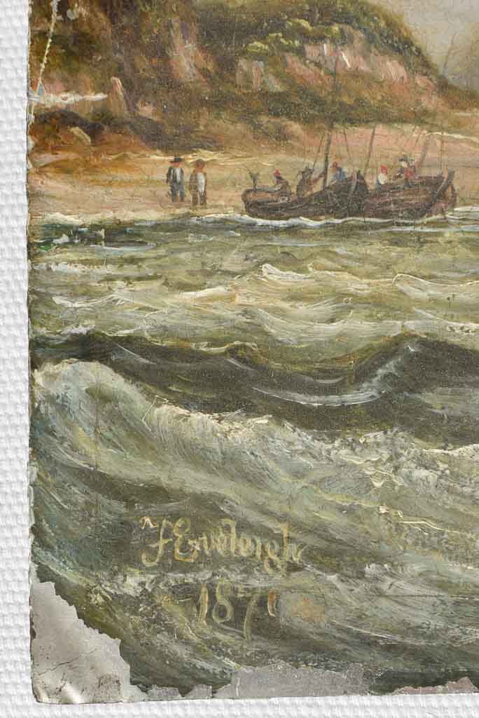 Rustic Eveling-signed seascape painting