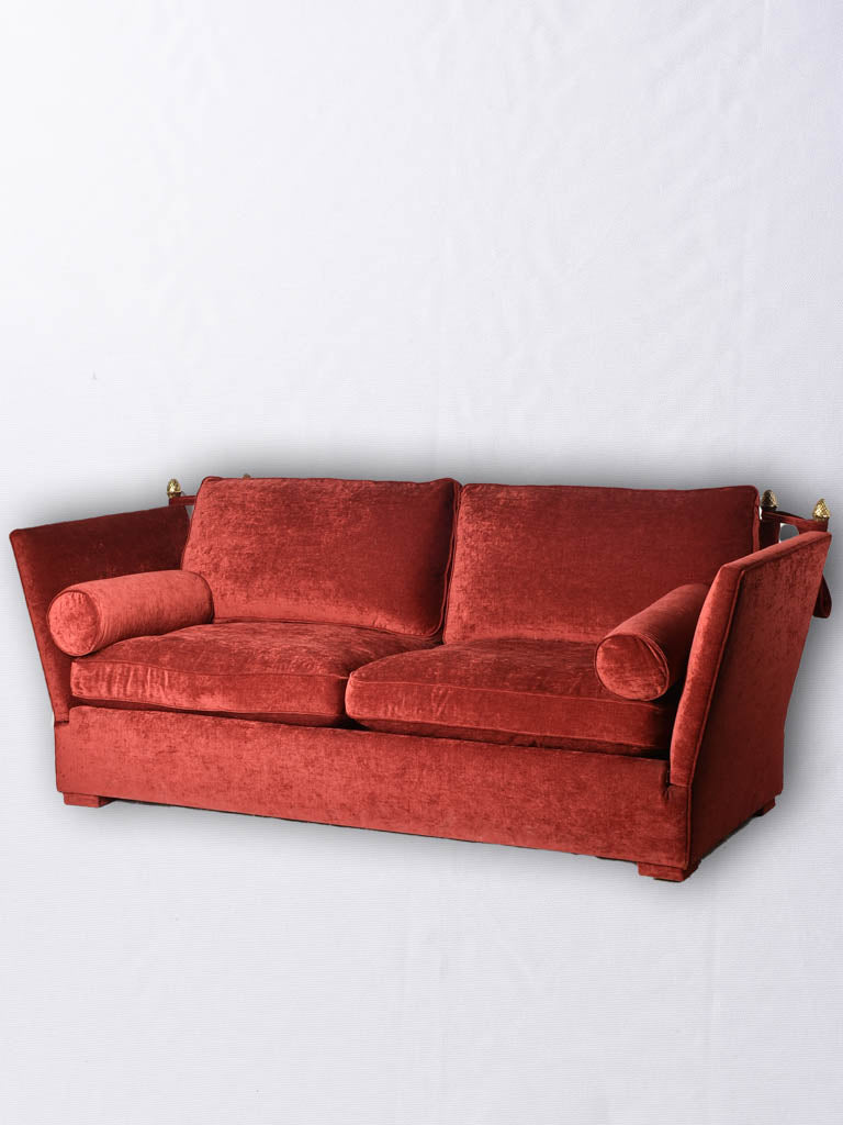 1940s Maison Jansen Knole sofa w/ burgundy silk velvet uphostery 88½"