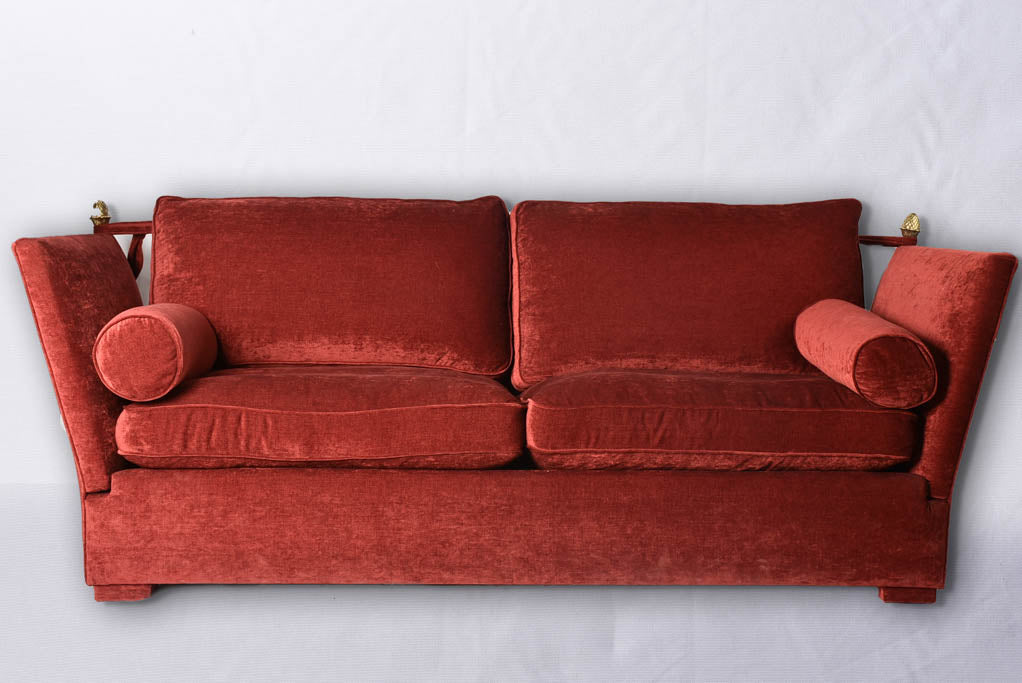 1940s Maison Jansen Knole sofa w/ burgundy silk velvet uphostery 88½"