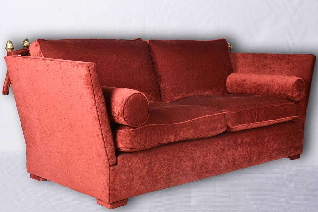 1940s Maison Jansen Knole sofa w/ burgundy silk velvet uphostery 88½"