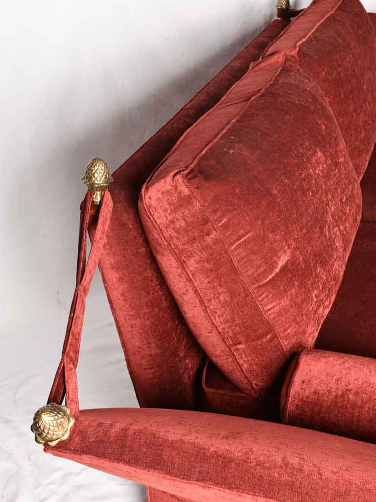 1940s Maison Jansen Knole sofa w/ burgundy silk velvet uphostery 88½"