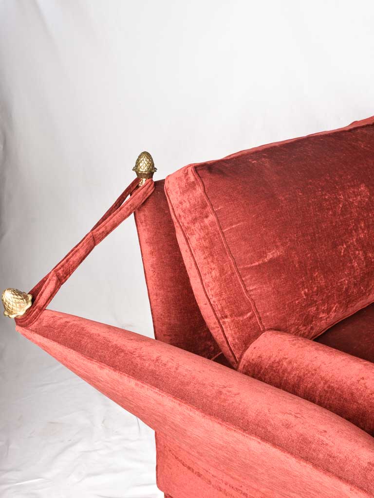 1940s Maison Jansen Knole sofa w/ burgundy silk velvet uphostery 88½"