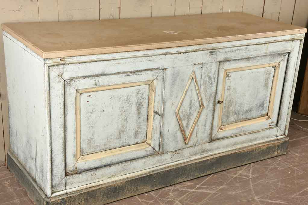 Directoire buffet w/ stone top & blue / beige patina 70¾"