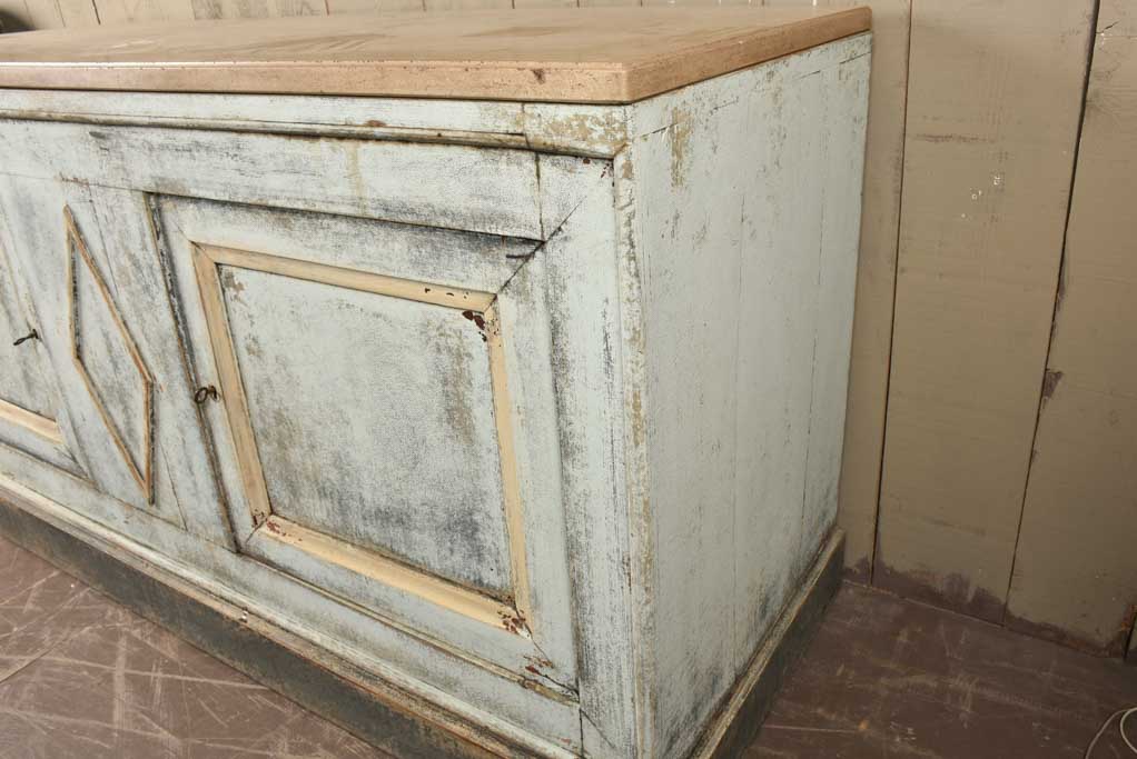 Directoire buffet w/ stone top & blue / beige patina 70¾"