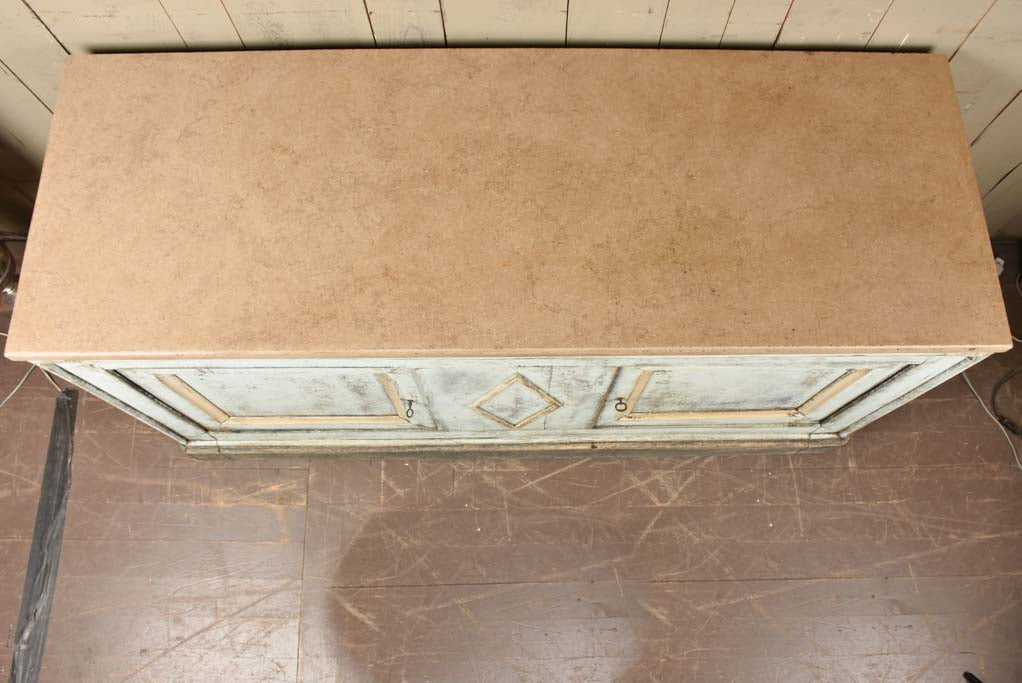 Directoire buffet w/ stone top & blue / beige patina 70¾"