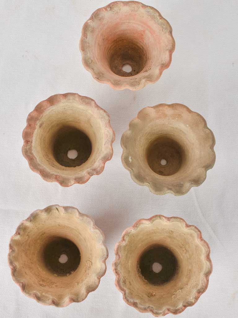 5 adorable flower pots - terracotta w/ rippled edge 3½"