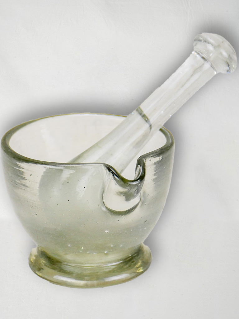 Miniature pharmacy blown glass mortar and pestle