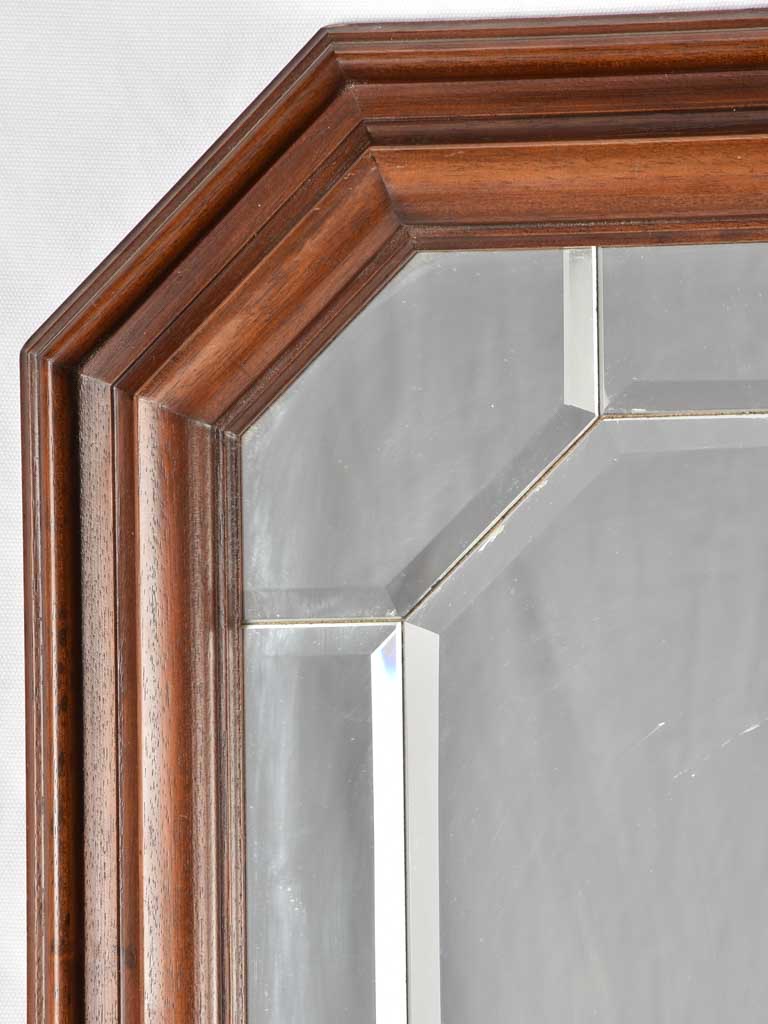 Vintage octagonal parclose mirror w/ wooden frame 33¾" x 25¼"