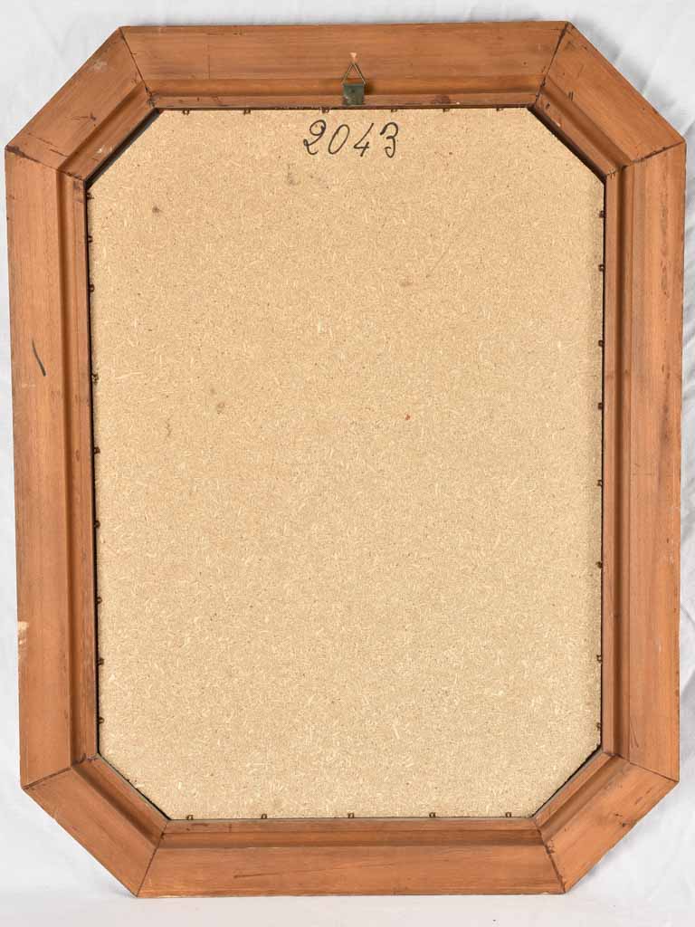 Vintage octagonal parclose mirror w/ wooden frame 33¾" x 25¼"