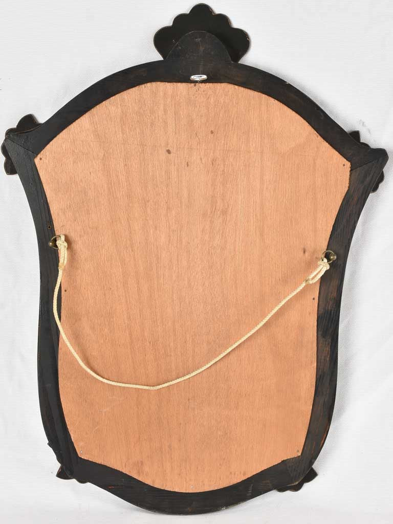 Vintage Venetian mirror w/ crest & etched frame 24½" x 19"