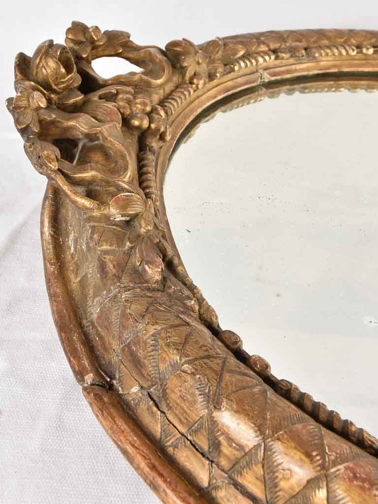 Louis XVI style oval mirror with large bow pediment 20¾ x 28¾ – Chez Pluie