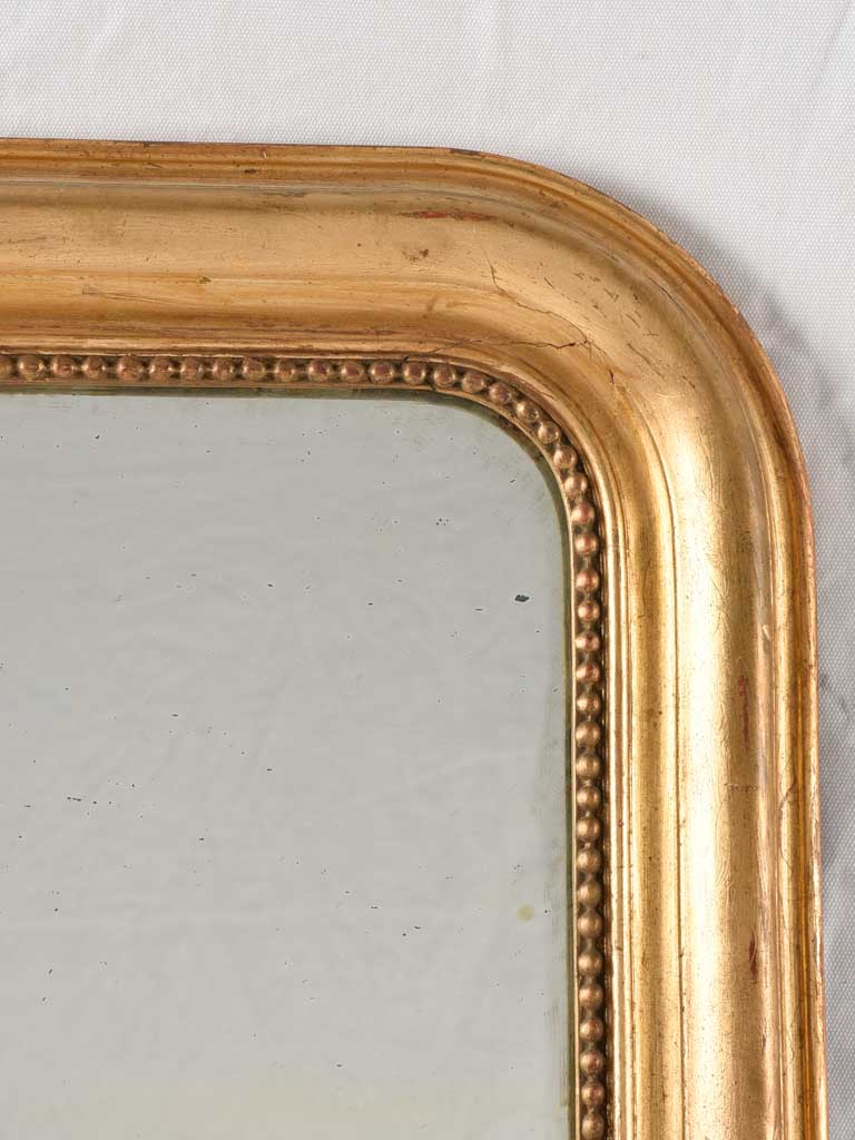 Large Louis Philippe mirror w/ beading & aged glass 49¼" x 31"