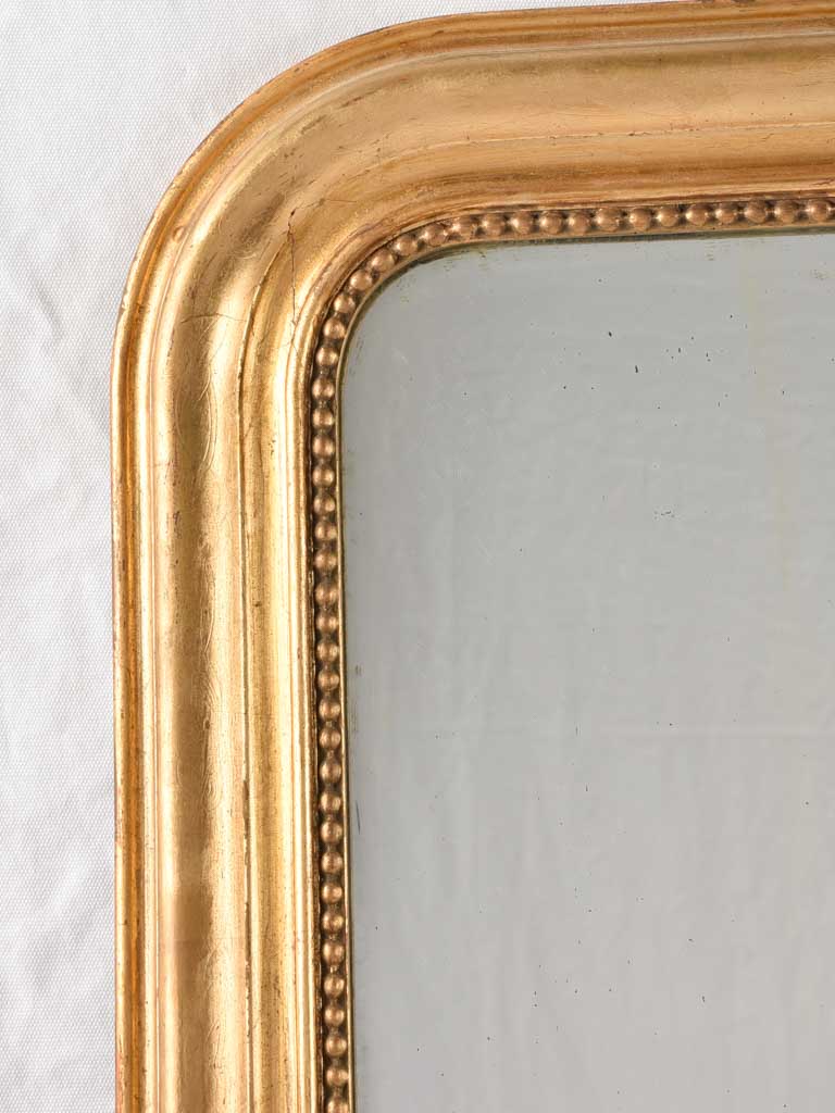 Large Louis Philippe mirror w/ beading & aged glass 49¼" x 31"