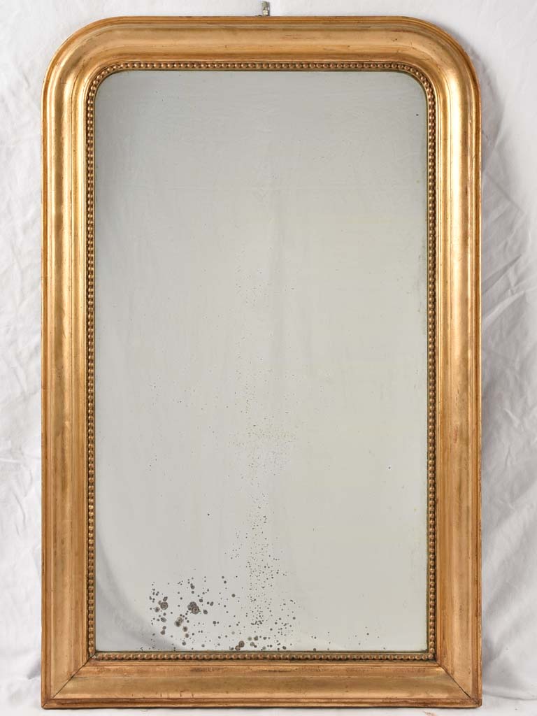 Large Louis Philippe mirror w/ beading & aged glass 49¼" x 31"