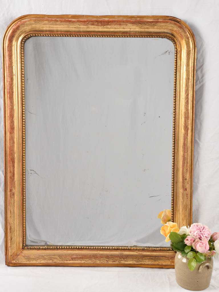 Large Louis Philippe w/ beading & gilded frame 38½" x 28¾"