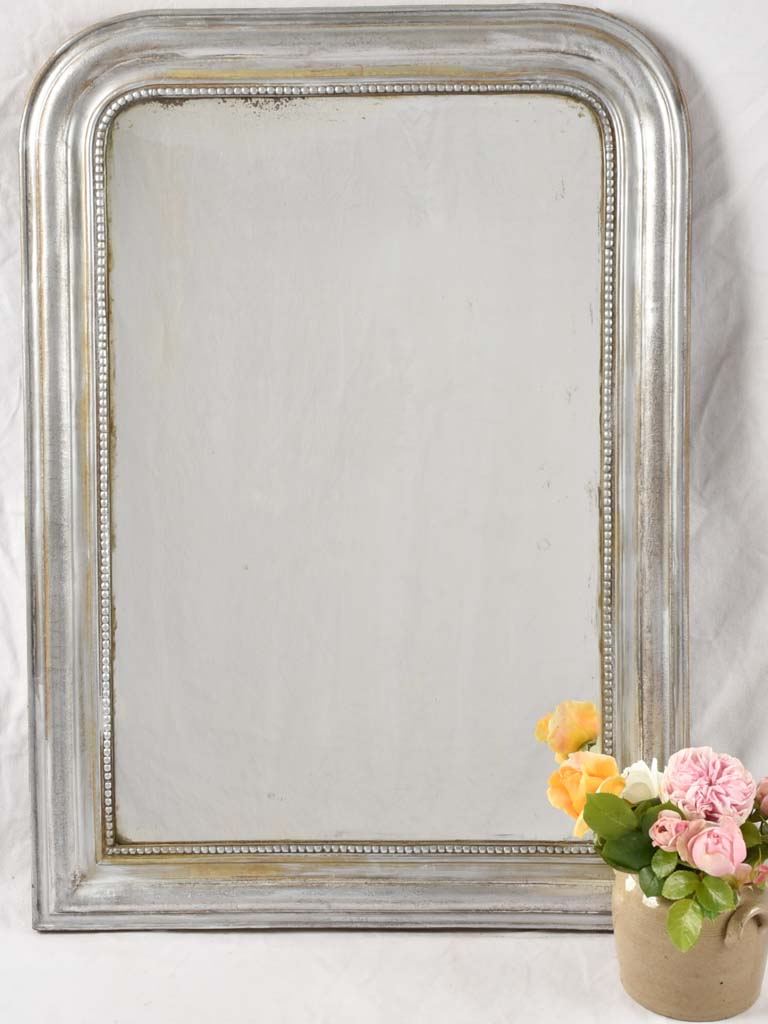 Silver Louis Philippe mirror w/ beading 34¼" x 26½"